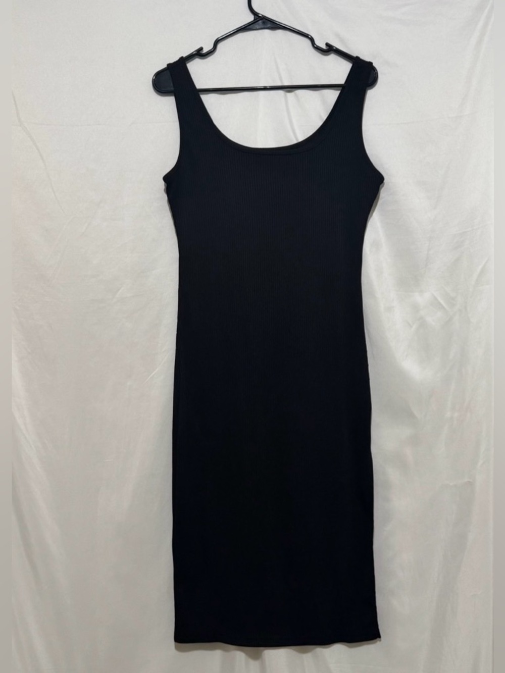 Black Ribbed Midi Dress Size L